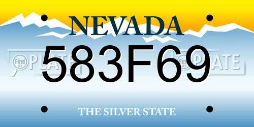 583F69 Nevada License Plate