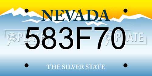 583F70 Nevada License Plate