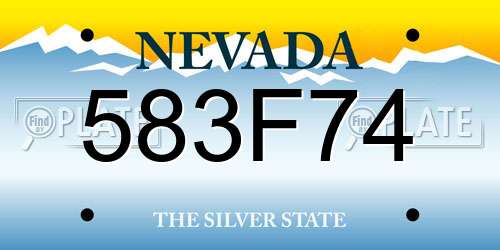 583F74 Nevada License Plate