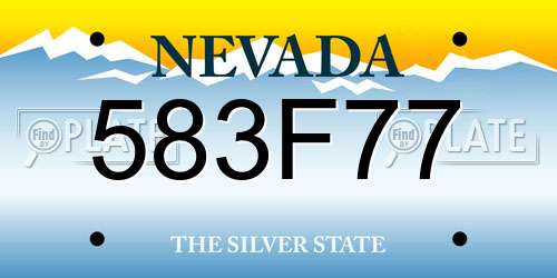 583F77 Nevada License Plate