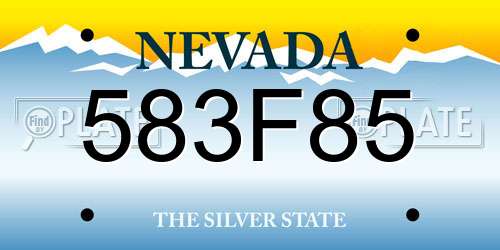 583F85 Nevada License Plate
