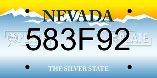 583F92 Nevada License Plate