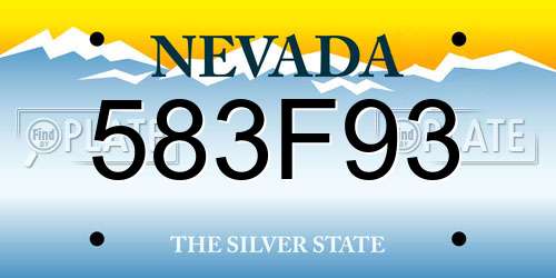 583F93 Nevada License Plate