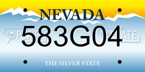 583G04 Nevada License Plate