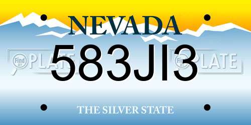 583JI3 Nevada License Plate