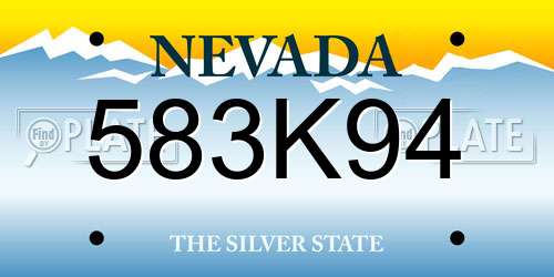 583K94 Nevada License Plate