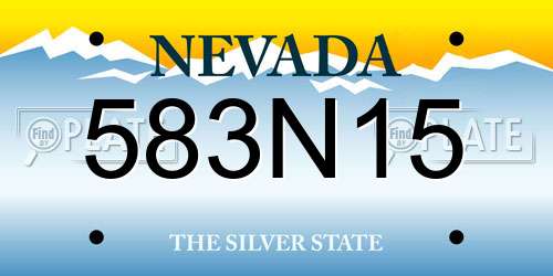 583N15 Nevada License Plate