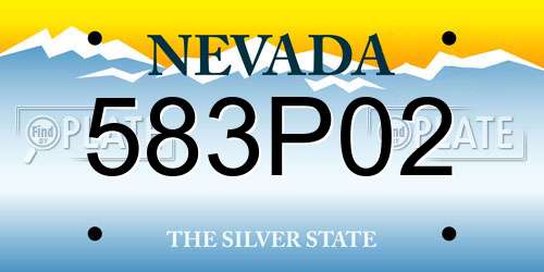 583P02 Nevada License Plate