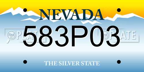 583P03 Nevada License Plate