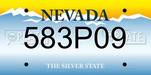 583P09 Nevada License Plate