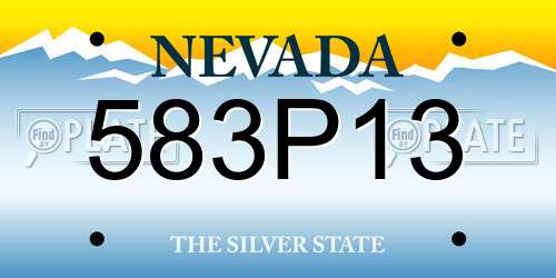 583P13 Nevada License Plate