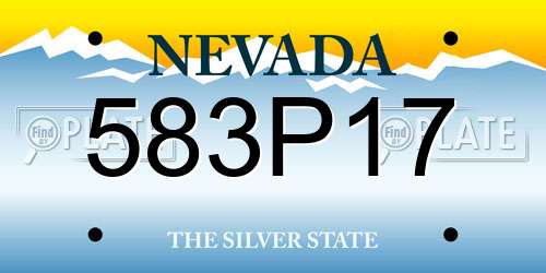 583P17 Nevada License Plate
