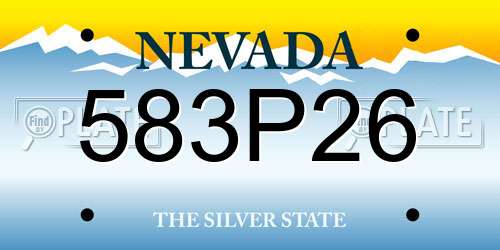 583P26 Nevada License Plate