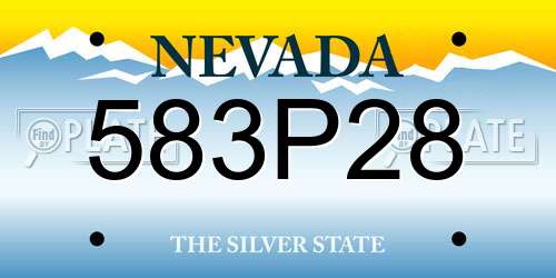 583P28 Nevada License Plate