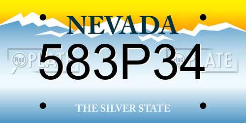 583P34 Nevada License Plate