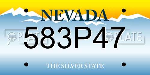 583P47 Nevada License Plate