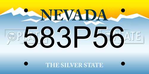 583P56 Nevada License Plate