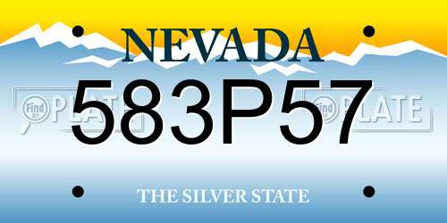 583P57 Nevada License Plate