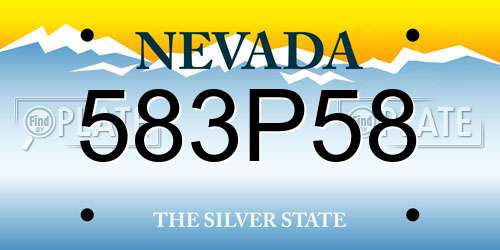 583P58 Nevada License Plate