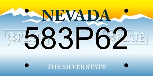 583P62 Nevada License Plate