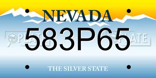 583P65 Nevada License Plate