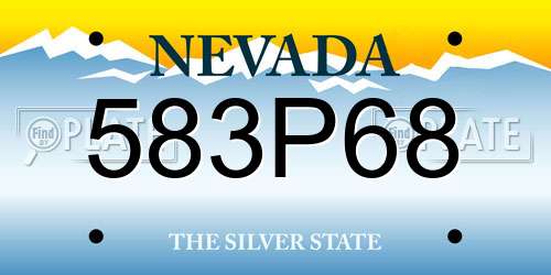583P68 Nevada License Plate