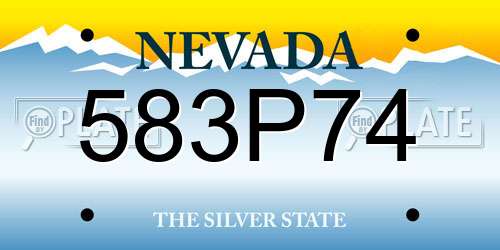 583P74 Nevada License Plate
