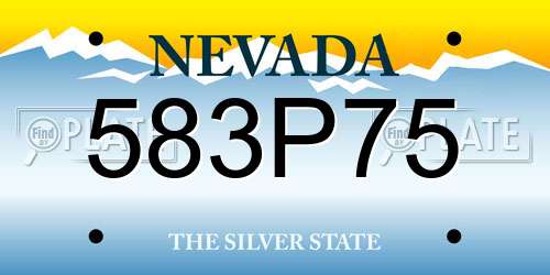 583P75 Nevada License Plate