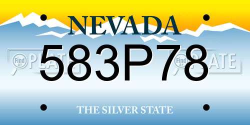 583P78 Nevada License Plate
