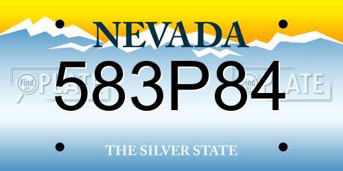 583P84 Nevada License Plate
