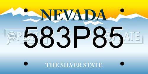 583P85 Nevada License Plate