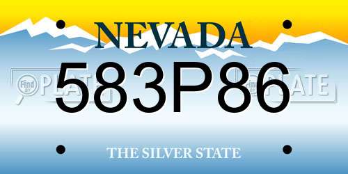 583P86 Nevada License Plate