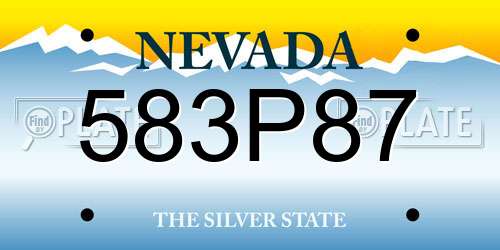 583P87 Nevada License Plate