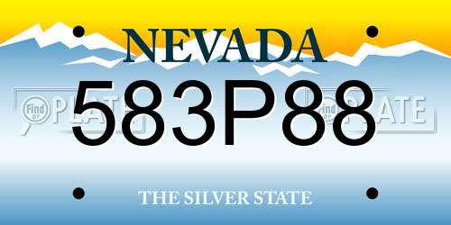 583P88 Nevada License Plate