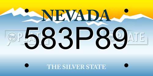 583P89 Nevada License Plate