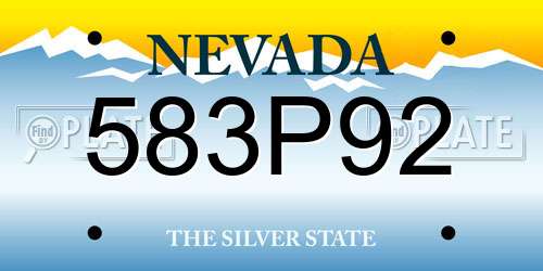 583P92 Nevada License Plate