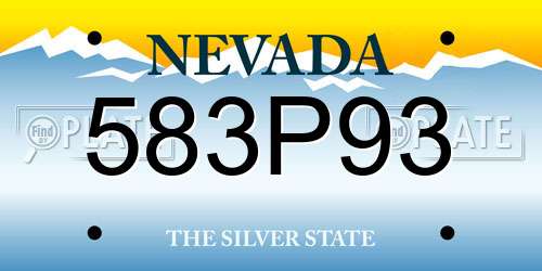 583P93 Nevada License Plate