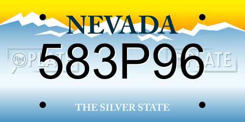 583P96 Nevada License Plate