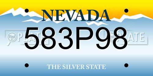 583P98 Nevada License Plate