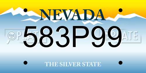 583P99 Nevada License Plate