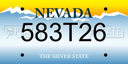 583T26 Nevada License Plate