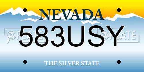 583USY Nevada License Plate