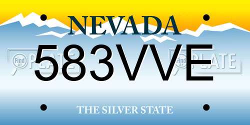 583VVE Nevada License Plate