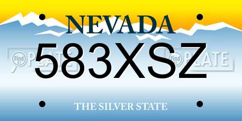 583XSZ Nevada License Plate