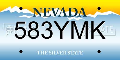 583YMK Nevada License Plate
