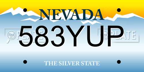 583YUP Nevada License Plate