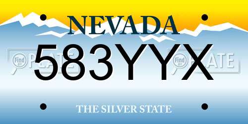 583YYX Nevada License Plate