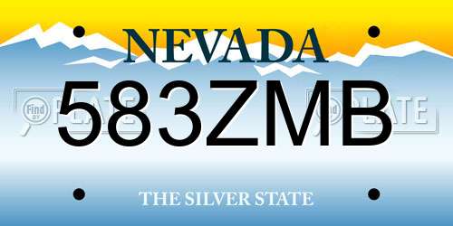 583ZMB Nevada License Plate