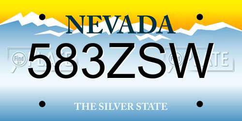 583ZSW Nevada License Plate