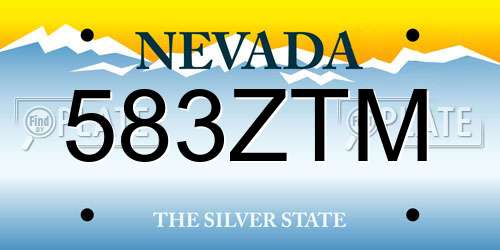 583ZTM Nevada License Plate
